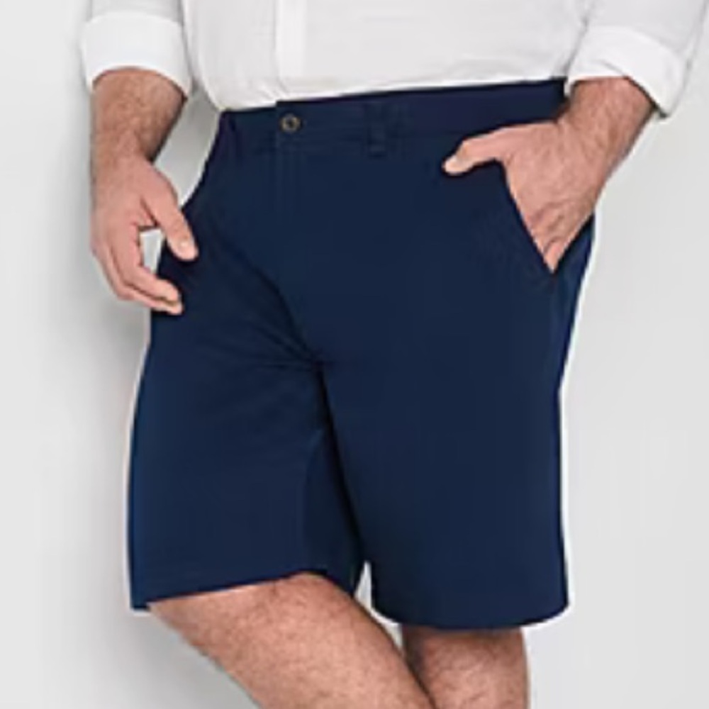 St John’s Bay Mens Comfort Stretch 9” Mens Blue Chino’s Shorts | 38
